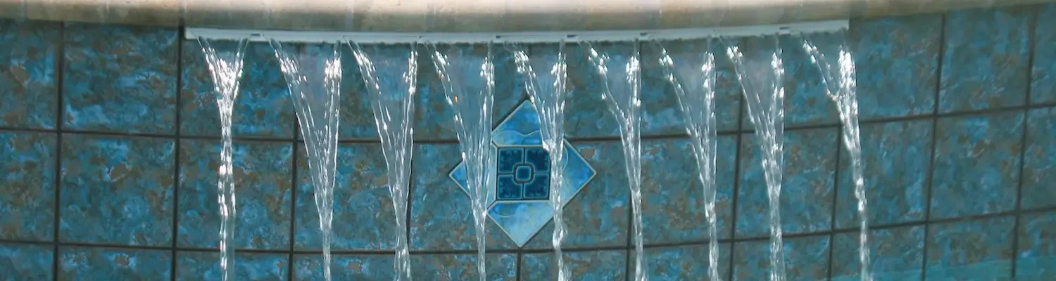 Close-up of water feature for custom built pool