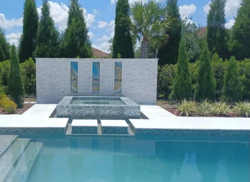 Contemporary geometric with raised spa and other modern features