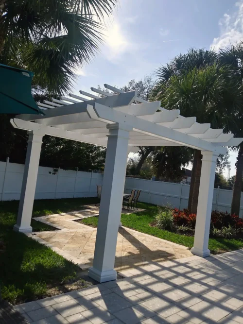Custom built pergola for swimming pool
