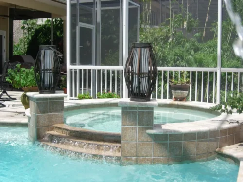 Custom raised spillover spa