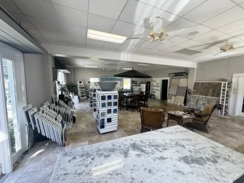 Inside our pool and spa showroom in Oldsmar.