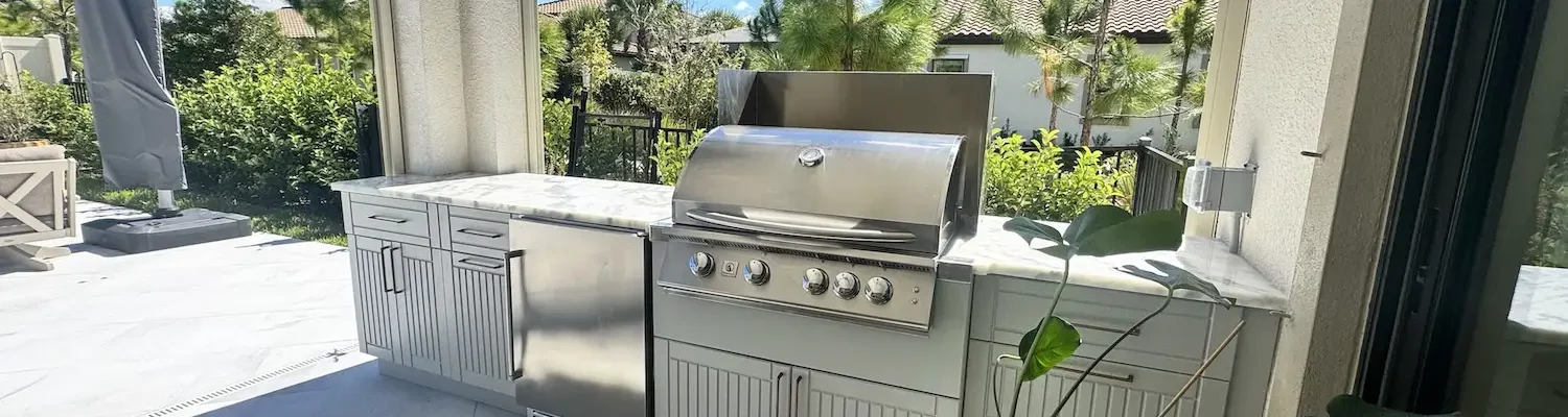 Outdoor kitchen for poolside entertaining.