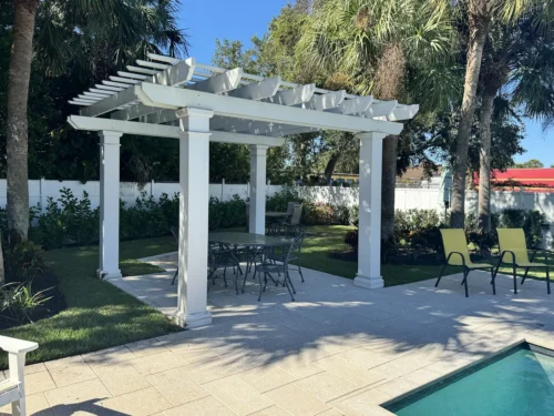Pergola and seating area