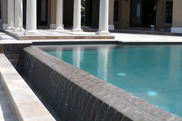 Stunning water feature for custom built geometric pool