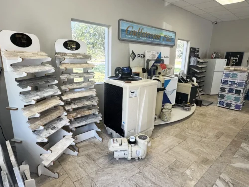 Tile and pool equipment displays