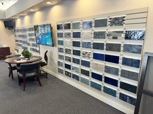 Waterline swimming pool tiles.