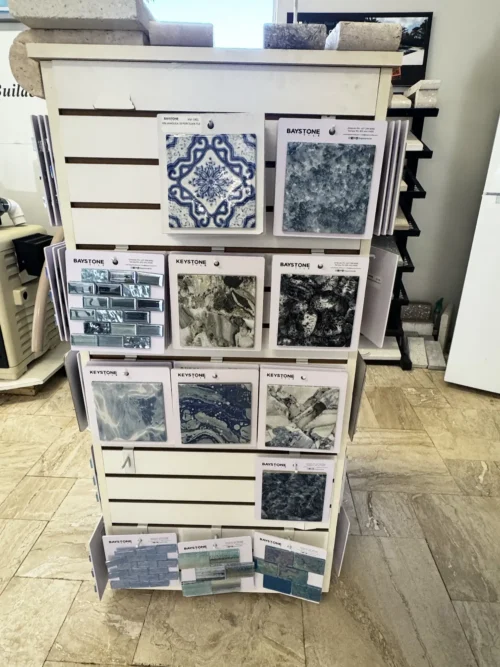 Waterline swimming pool tiles.