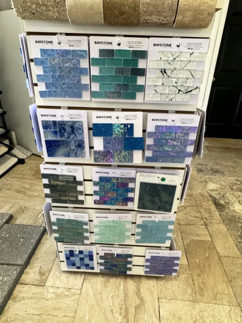 Waterline swimming pool tiles.