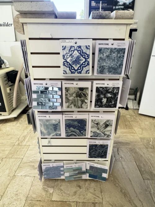 Waterline swimming pool tiles.