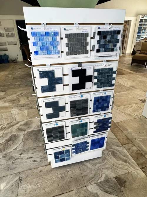 Waterline swimming pool tiles.